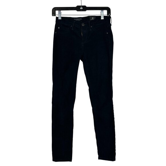 AG Adriano Goldschmied Womens The Legging Ankle Super Skinny Black Corduroy 24R - Picture 1 of 13